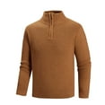 thumbnail image 1 of Yyeselk Men's Quarter Zip Mock Neck Sweater Slim Fit Casual Long Sleeve Knit Turtleneck Fall Winter Pullover Sweater Brown XXXL, 1 of 6