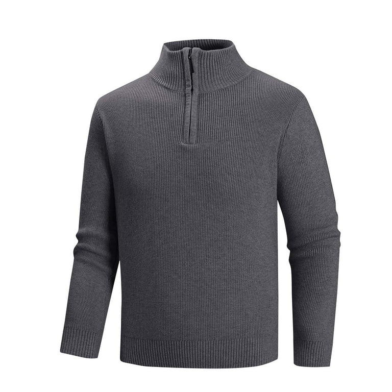 Yyeselk Men's Quarter Zip Mock Neck Sweater Slim Fit Casual Long