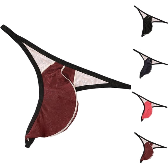 Yyeselk Men's See through Bulge Thong Underwear Sheer Mesh Thin Breathable Pouch Supporting T-back Coffee XS