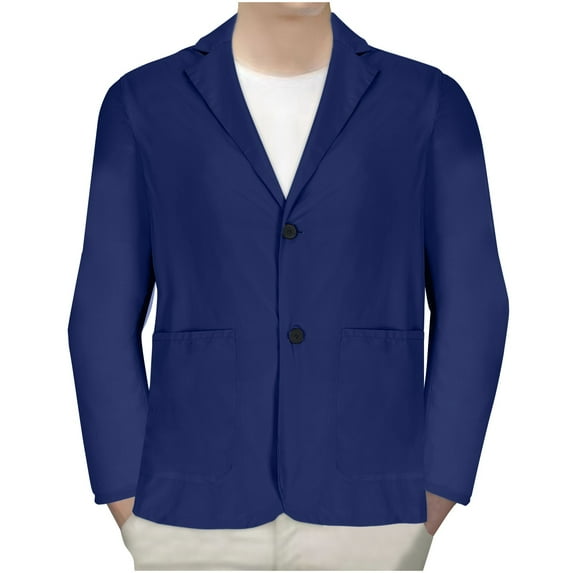 Yyeselk Men's Suit Jacket Summer Lightweight Fashion Blazer Anti-Wrinkle Casual Solid Lapel Business Suit Navy XXXXXL