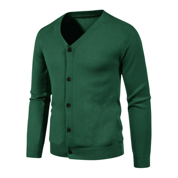 Yyeselk Men's V Neck Cardigan Sweater Casual Lightweight Button Down Knitted Slim Fit Long Sleeve Basic Cardigan Sweater Green XL