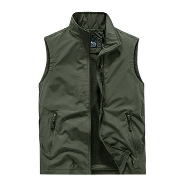 Yyeselk Men's Vest Golf Lightweight Photo Fishing Travel Work Vest Zipper Pockets Causal Outdoor Sleeveless Jacket Outerwear Green XXXL
