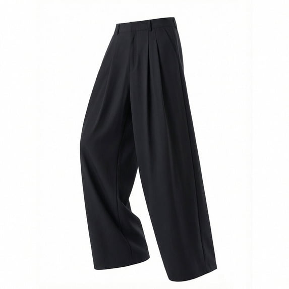 Yyeselk Mens Baggy Wide Leg Dress Pants Pleated Front Casual Elastic Waist Trousers Relaxed Fit Work Business Slacks Black XL