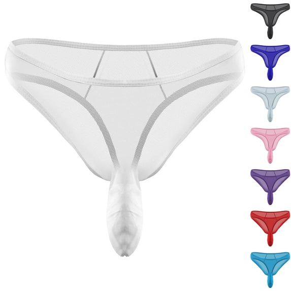 Yyeselk Mens Briefs Ultra Soft and Comfortable Breathable Mesh Underwear Transparent Trunks White L