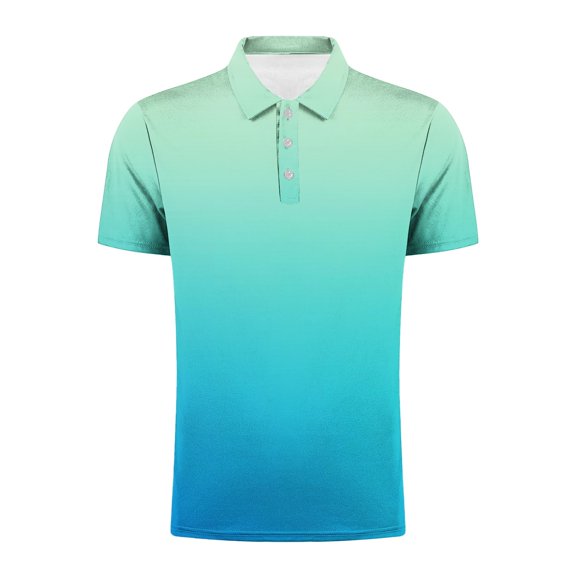 Yyeselk Mens Golf Shirts Button Short Sleeve Moisture Wicking Golf Shirts Fashion Gradient Color Collared Athletic Tennis Shirt Sky Blue02 XS