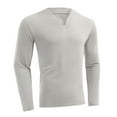 thumbnail image 1 of Yyeselk Mens Long Sleeve Muscle T Shirts Casual V-Neck Regular Fit Basic Lightweight Fitness Gym Workout Pullover Tee Shirts Light Gray XXXXL, 1 of 8