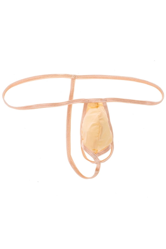 Mens Low Rise Bikini Thong Stretchy Spaghetti Strap Cut Out Underwear Beige Free Size