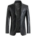 thumbnail image 1 of Yyeselk Mens PU Leather Blazer Men's Casual Single Button Suit Coat Slim Fit Lapel Stylish Outwear Faux Leather Jackets for Men Black XXXXL, 1 of 3