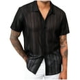 thumbnail image 1 of Yyeselk Mens Summer Lace Shirts See Through Sheer Short Sleeve Shirts Button Down Casual Vacation Beach Shirts Black M, 1 of 8