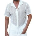 thumbnail image 1 of Yyeselk Mens Summer Lace Shirts See Through Sheer Short Sleeve Shirts Button Down Casual Vacation Beach Shirts White01 M, 1 of 1