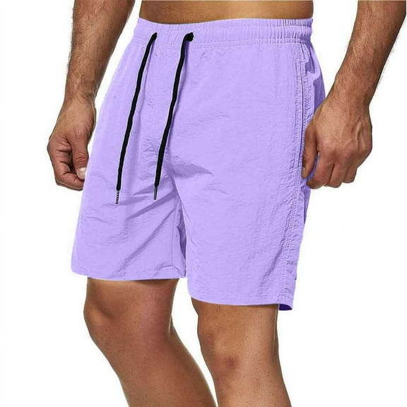 Yyeselk Mens Swim Trunks Loose Lightweight Drawstring Elastic Waist Board Shorts Quick Dry Summer Beach Shorts with Pockets Purple XXXL