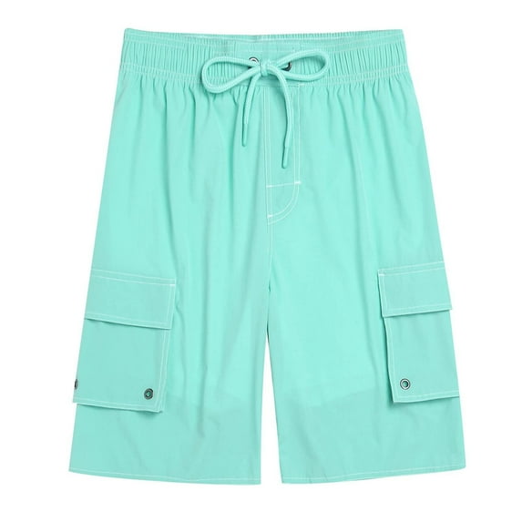 Yyeselk Mens Swim Trunks Quick Dry Stretch Beach Swim Shorts Loose Casual Drawstring Cargo Shorts with Pockets Light Blue 28