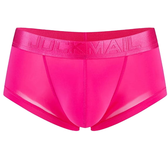 Yyeselk Mens Underwear Bulge Pouch Ice Silk Seamless Underpants Low Rise Trunks Short Leg Boxer Briefs Hot Pink L
