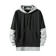thumbnail image 1 of Yyeselk Oversized Hoodie for Men Splicing Long Sleeve Pullover Hoodies Plus Size Drawstring Loose Hooded Casual Sweatshirt with Pocket Black XL, 1 of 5