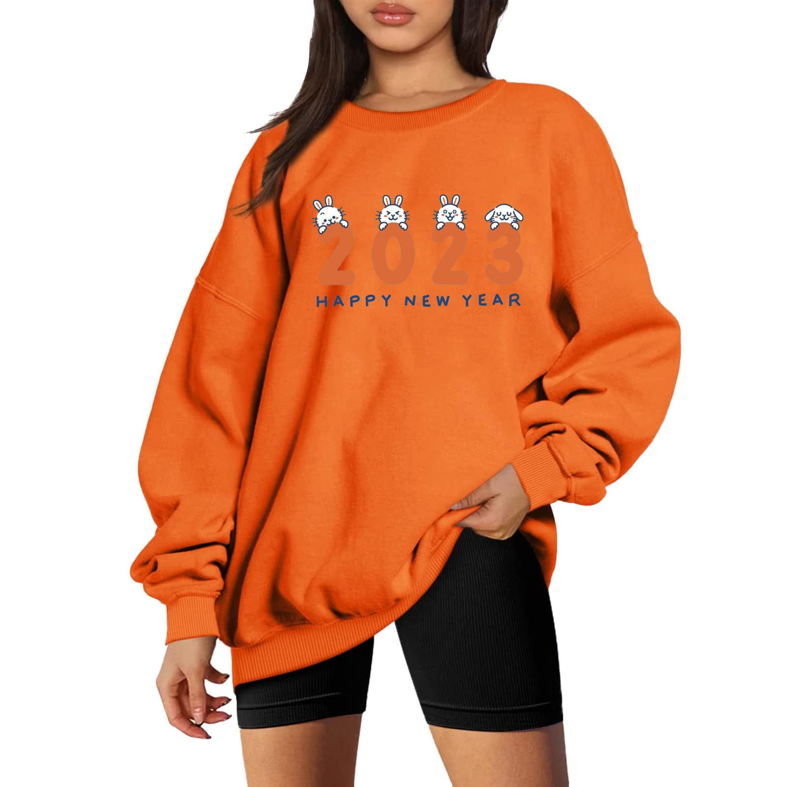Yyeselk Oversized Sweatshirts for Women Fleece Crewneck Pullover Comfy  Clothes 2023 Graphic Print Loose Sweater Blouse Tee Shirts Tshirts  Tops,Orange XXL 
