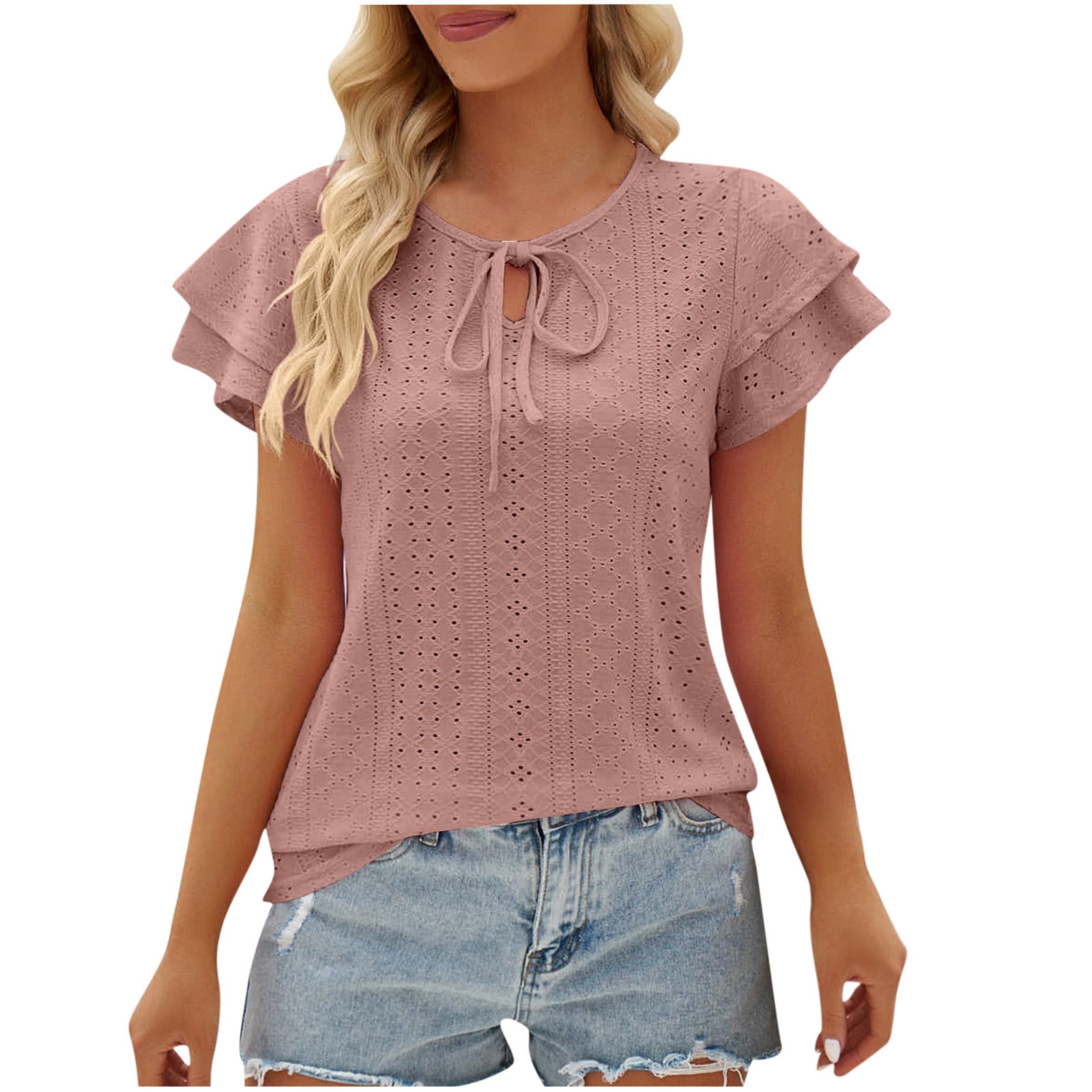 Round Collar Pure Color Ruffles Sweater Round Collar Pure Color Ruffles Sweater