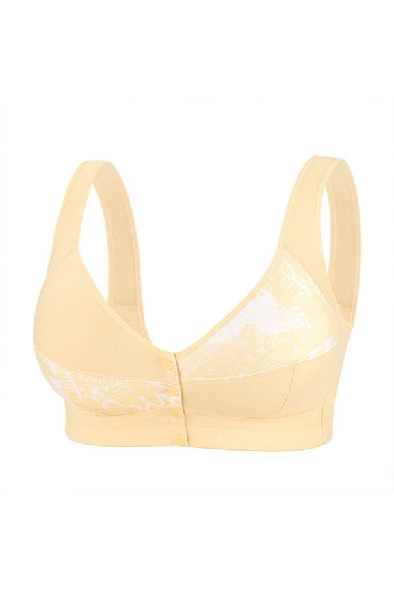 Push Up Bras for Women Front Closure No Underwire Bra Full Coverage Soft Everyday Bra Comfortable Wireless Bras Beige 48F