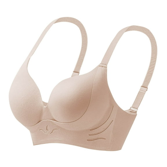 Yyeselk Push Up Bras for Women No Underwire Seamless Bra Lift Up Wireless Everyday Bra Longline Smoothing T-Shirt Bras Beige 34