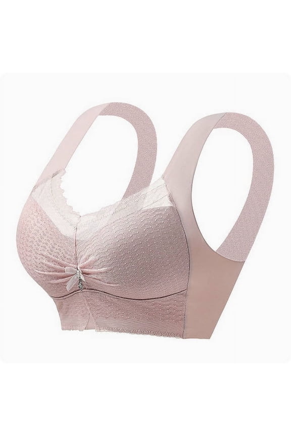 Seamless Bras for Women No Underwire Push Up Tshirt Bra Plus Size Wireless Comfort Full Coverage Back Smoothing Bra Sleep Bra Pink L