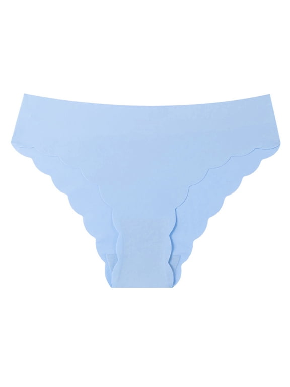 Seamless Underwear for Women Low Rise Hipster Wave Edge No Show Bikini Panties Womens Cheeky Blue S