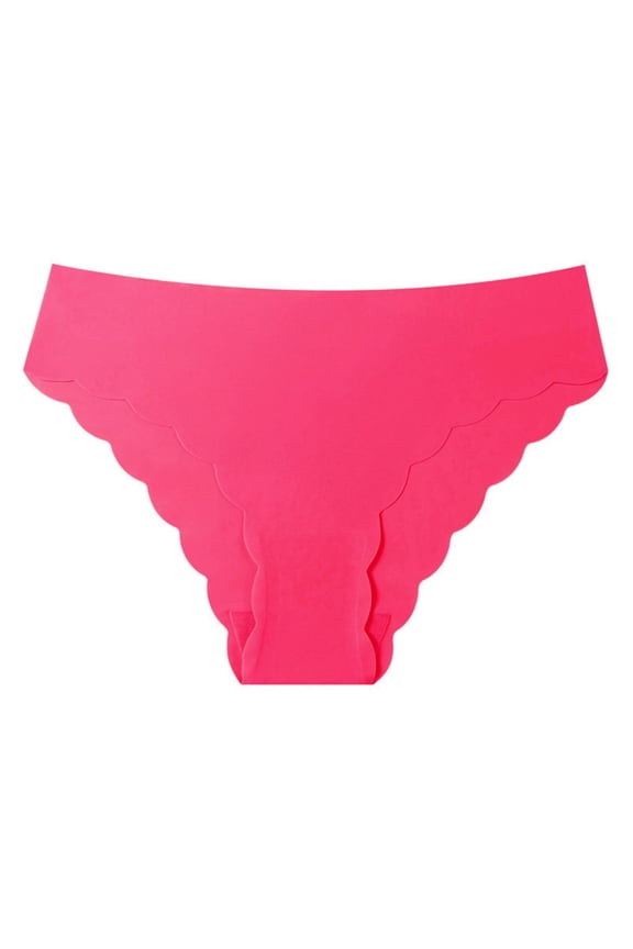 Seamless Underwear for Women Low Rise Hipster Wave Edge No Show Bikini Panties Womens Cheeky Hot Pink XL