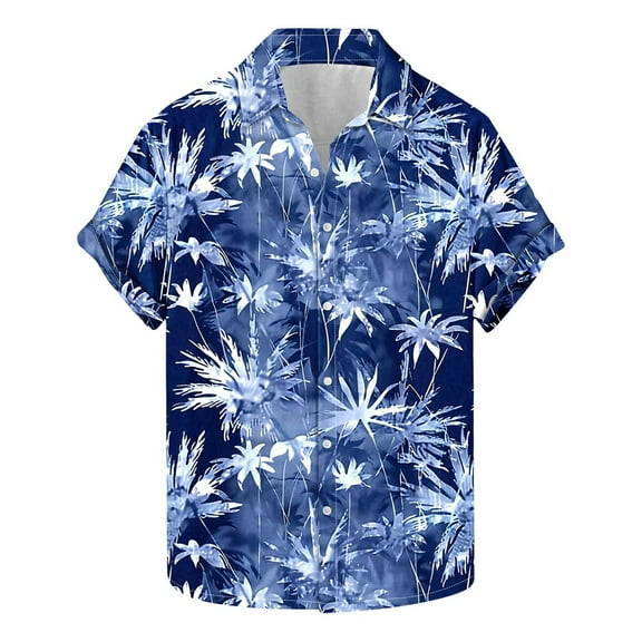 Yyeselk Shirt for Men Beach Summer Casual Short Sleeve Button Down Shirts Vacation Tropical Print Relaxed Fit Comfortable Hawaiian Shirt White03 L
