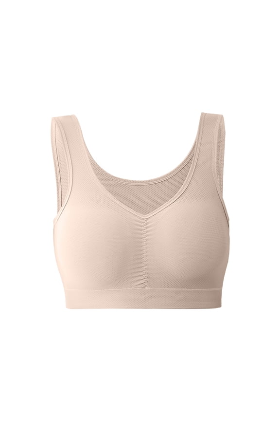 Sleep Bras for Women Comfort Seamless Wireless Stretchy Sports Bra Plus Size Full Coverage Breathable Yoga Bras Soft No Underwire Everyday T Shirt Bra Beige XXXL