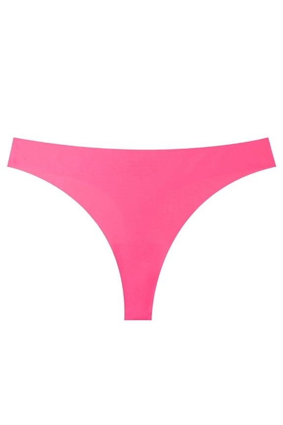Sport Thong Panties for Women Low Rise G-String No Show Bonded Breathable Underwear Hot Pink S