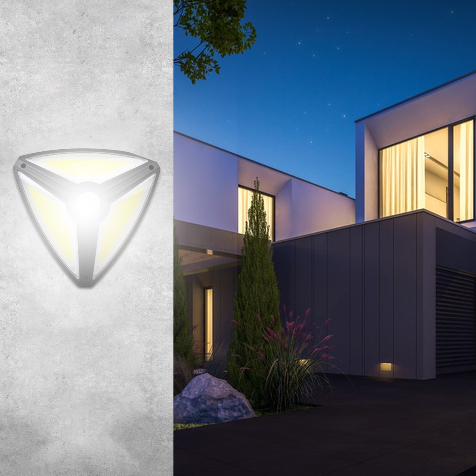 Yyeselk Triangle Solar Wall Lamp For Outdoor, Yard, Fence, Porch And