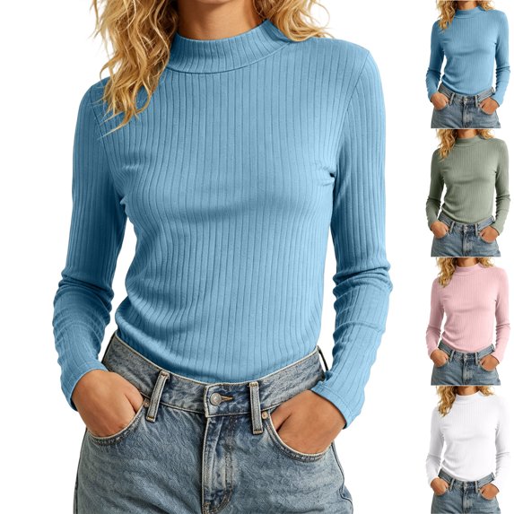 Yyeselk Turtleneck Ribbed Sweaters for Women Cute Knitted Warm Fitted Sweater Long Sleeve Slim Fit Tunic Tops Black XXXL