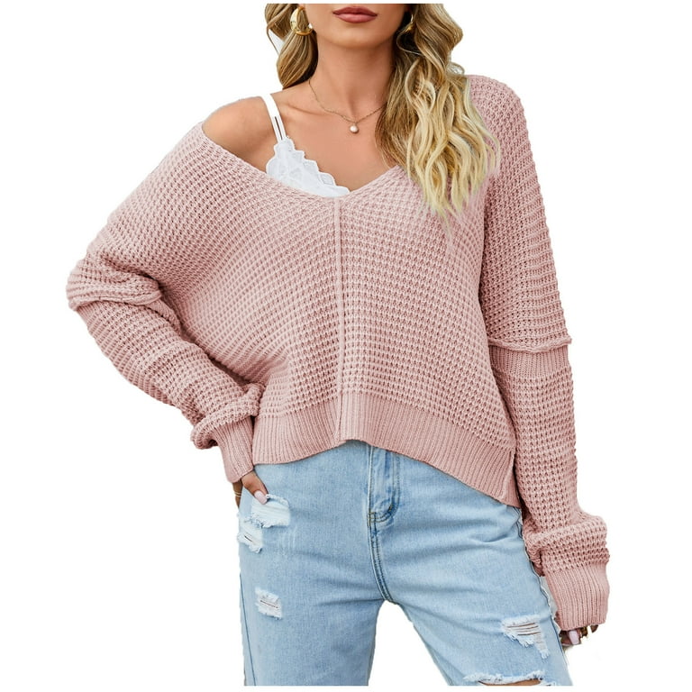 Long Sleeve v-Neck Solid Color Sweater Long Sleeve v-Neck Solid Color Sweater