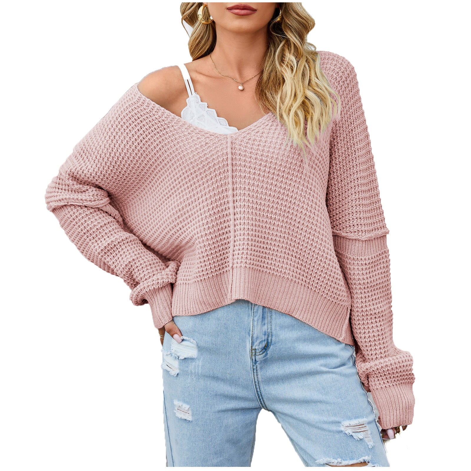 29500円→❣️MURRALFlower vein knit tops Long Sleeve Relaxed Fit V-Neck Knit Top – StoneFlowers