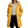 thumbnail image 1 of Yyeselk Women Longline Hooded Rain Jacket Full Zip Waterproof Raincoat with Pockets Lightweight Outdoor Windbreaker Yellow M, 1 of 9