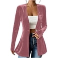 thumbnail image 1 of Yyeselk Women Open Front Velour Cardigan Coat Long Sleeve Button Down Tunic Blazer Cardigans Slim Fit Trendy Elegant Outerwear Pink XXL, 1 of 6