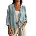 thumbnail image 1 of Yyeselk Women's 3/4 Sleeve Cotton Linen Cardigan Button Down Open Front Lightweight Casual Baggy Cardigans Gray XXL, 1 of 7