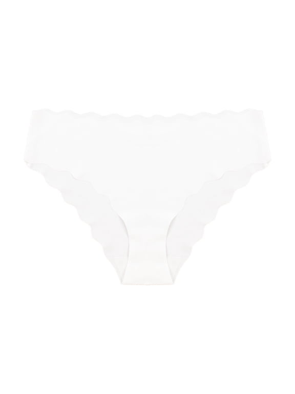 Women's Bikini Briefs Wave Edge Cheeky Solid Underwear Low Rise Seamless Breathable Planties White M