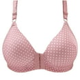 thumbnail image 1 of Yyeselk Women's Front Closure Bra Polka Dot Print No Underwire Full Cup Bra Comfortable Full Coverage Daily Bra Push Up Wireless Bra Pink 36, 1 of 5