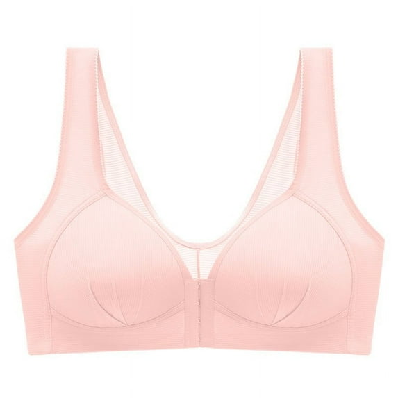 Yyeselk Women's Front Closure Daily Bra Plus Size No Underwire Bra Push Up Wire-Free Comfort Bra Everyday Bra for Women Pink XXXXL