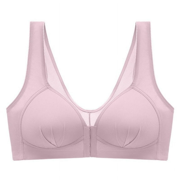 Yyeselk Women's Front Closure Daily Bra Plus Size No Underwire Bra Push Up Wire-Free Comfort Bra Everyday Bra for Women Watermelon Red L