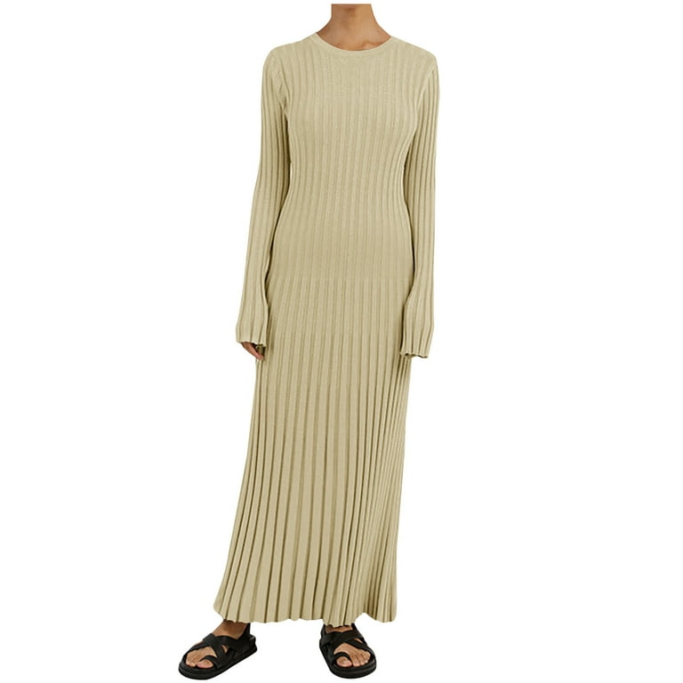 white christmas dresses Beige Side Slit Maternity Maxi Sweater Dress – PinkBlush