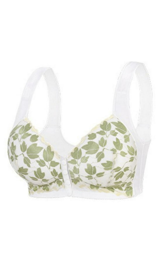 Women's Plus Size Bra Front Closure Push Up Bras Comfortable No Underwire Everyday Bras Full Coverage Back Smoothing Lift Up Bra White 36E
