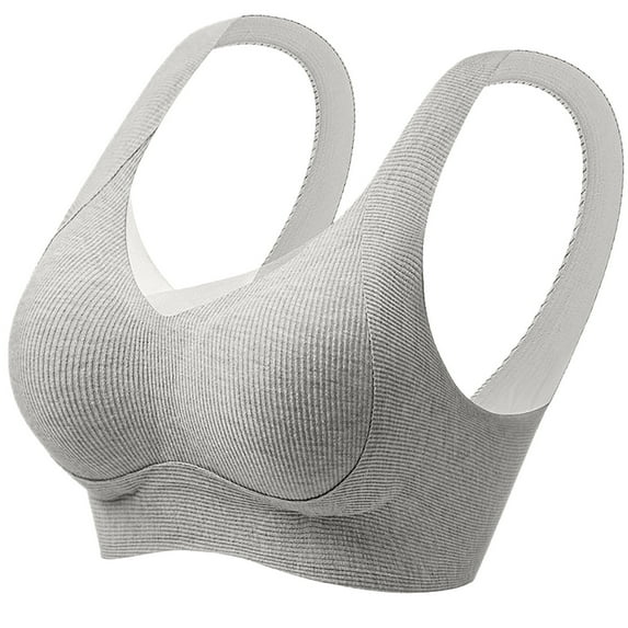 Yyeselk Women's Seamless Bras Push Up Comfort No Underwire Bra Cotton Wireless Full Coverage Breathable T-shirt Bra Gray L