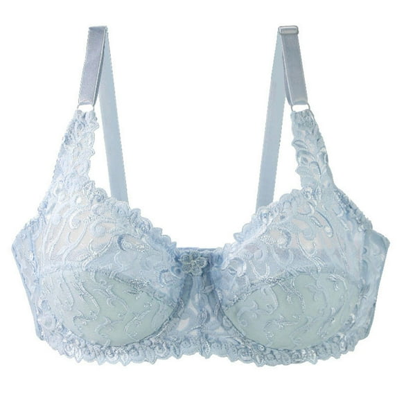 Yyeselk Women's Sexy Lace Plus Size Bra Push Up Underwire Bra Soft Comfort Adjustable Straps Breathable Lift Up Brassiere Lingerie Light Blue XXXXXL