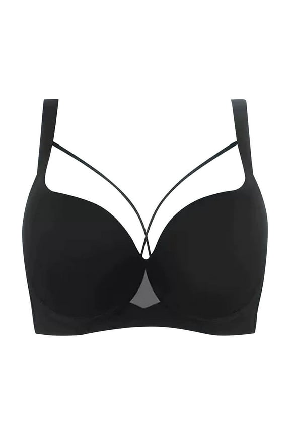 Womens Cutout Mesh Bras Push Up Padded Underwire Bra Full Coverage Comfortable Soft Support Daily Bra for Women Black 34C