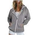 thumbnail image 1 of Yyeselk Womens Fall and Winter Hooded Sweatshirts Trendy Full Zip Pure Color Hoodies Fashion Long Sleeves Drawstring Crew Neck Shirt with Pocket Gray L, 1 of 6