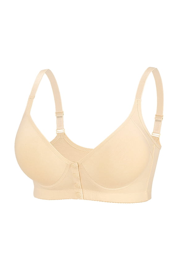 Womens Front Closure Push Up Bra Hide Back Fat Soft Bras Full Support Bras Comfort Lift Up Everyday Bras Beige 42D