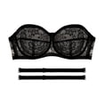 thumbnail image 1 of Yyeselk Womens Lace Sheer Sexy Strapless Bra No Underwire Lift Brassiere Push Up Bra Removable Straps Wireless Bandeau Bra Clear XL, 1 of 2