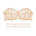 thumbnail image 1 of Yyeselk Womens Lace Sheer Sexy Strapless Bra No Underwire Lift Brassiere Push Up Bra Removable Straps Wireless Bandeau Bra Khaki L, 1 of 2