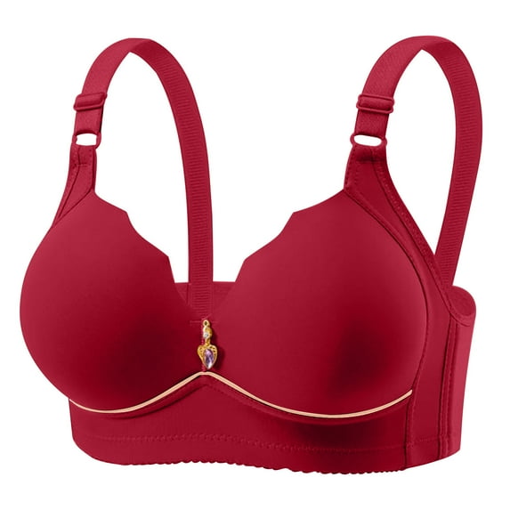Yyeselk Womens Push Up Bra Hide Back Fat No Underwire Bras Full-Coverage Comfortable Everyday Bra Wirefree Smoothing T-Shirt Bra Red M