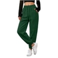 thumbnail image 1 of Yyeselk Womens Tapered Sweatpants High Waisted Joggers Baggy Lounge Pants Elastic Waist Drawstring Basic Trousers Army Green S, 1 of 9